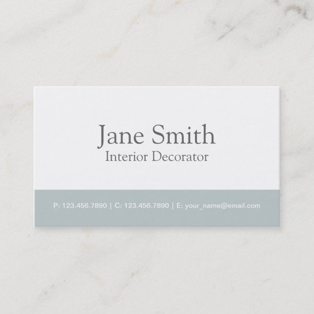 Elegant Professional Interior Design Decorator Business Card (Front)