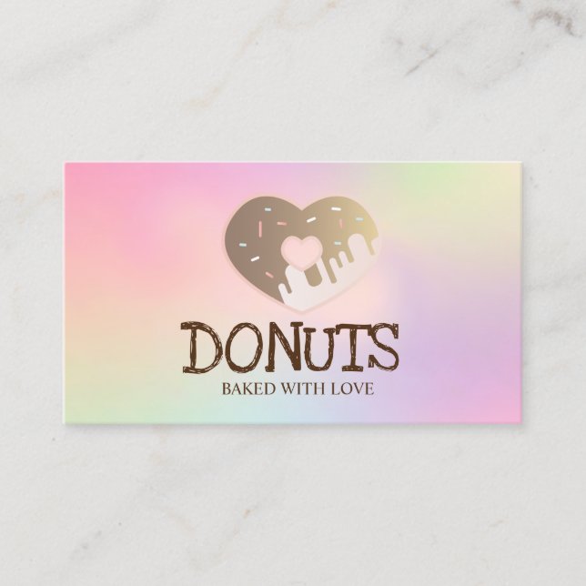 Elegant Professional Iridescent,Doughnuts,Bakery Business Card (Front)