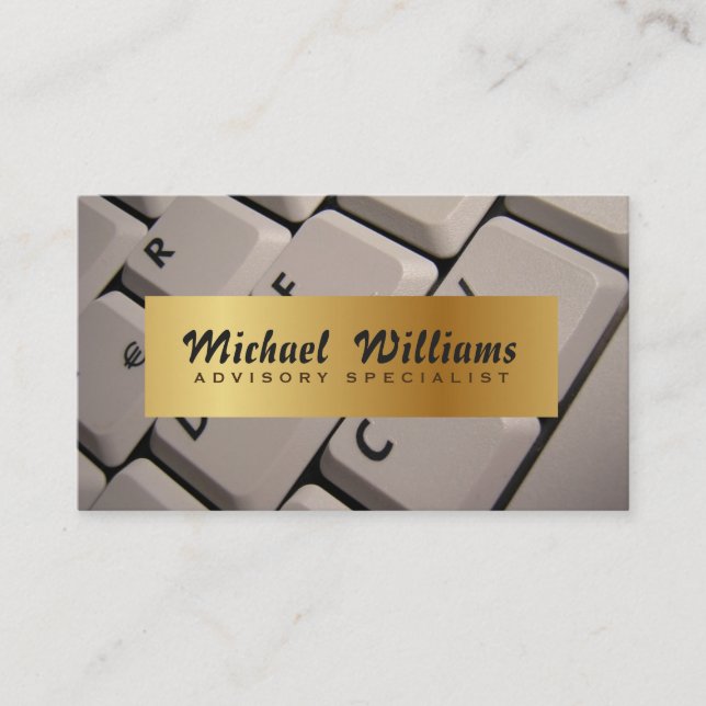 ELEGANT PROFESSIONAL KEYBOARD COMPUTER WRITER BUSINESS CARD (Front)
