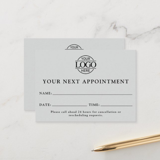 Elegant Professional Light Grey Simple Reminder Appointment Card (Front/Back In Situ)