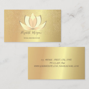 Elegant Professional Lotus Gold Confetti Yoga  Business Card