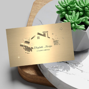 Elegant Professional Maid Cleaning House Gold  Business Card