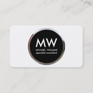 Elegant professional metal black circle silver business card