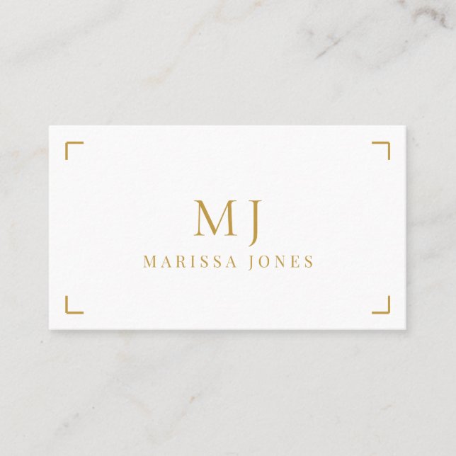 Elegant Professional Minimalist Gold Monogram  Business Card (Front)