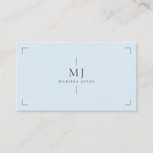 Elegant Professional Minimalist Monogram Blue Business Card (Front)