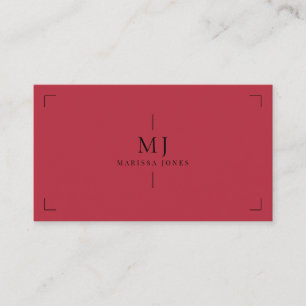Elegant Professional Minimalist Monogram Red Business Card