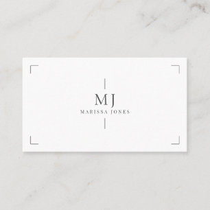 Elegant Professional Minimalist Monogram White Business Card