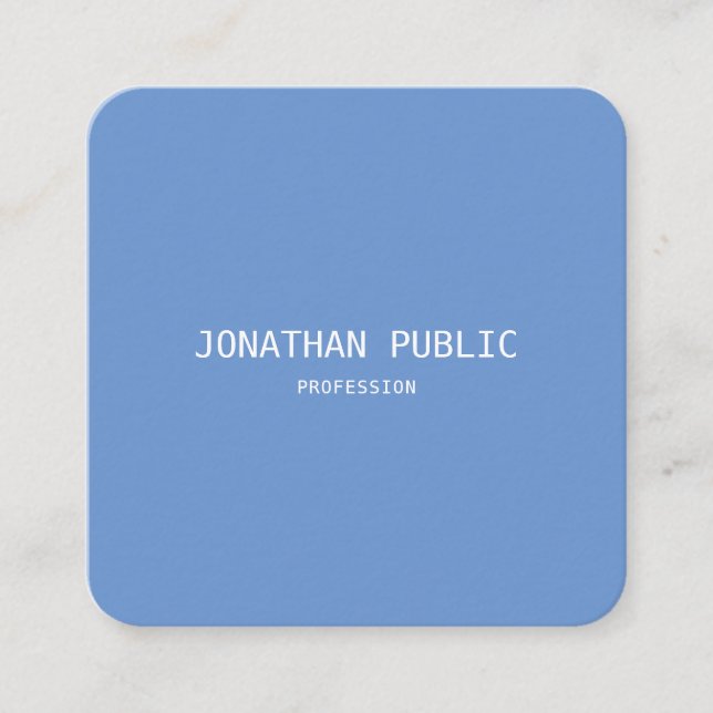 Elegant Professional Modern Blue White Template Square Business Card (Front)