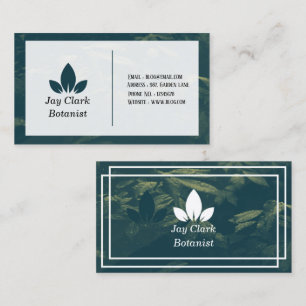 Elegant Professional Modern Botanist Green & White Business Card