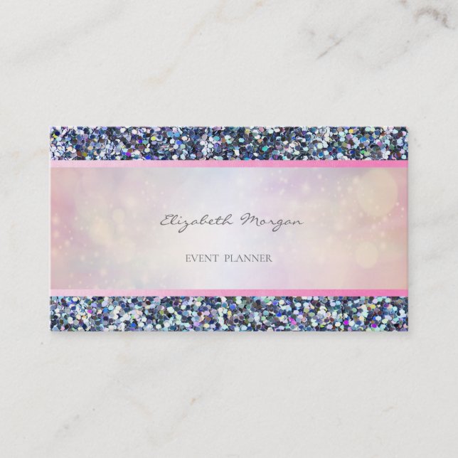 Elegant Professional Modern, Colourful Glitter Business Card (Front)