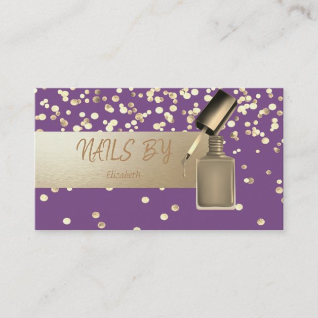 Elegant Professional, Modern,Confetti,Nail Polish Business Card (Front)