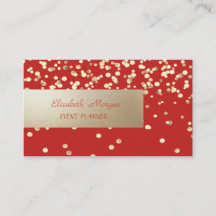 Elegant Professional, Modern,Gold Confetti,Red Business Card
