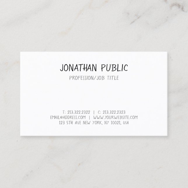Elegant Professional Modern Hand Script Simple Business Card (Front)