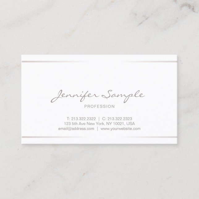 Elegant Professional Modern Plain Silver Effect Business Card (Front)