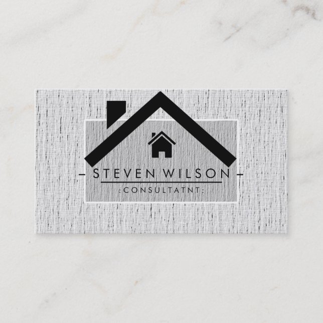 Elegant Professional Modern Real Estate Linen Business Card (Front)