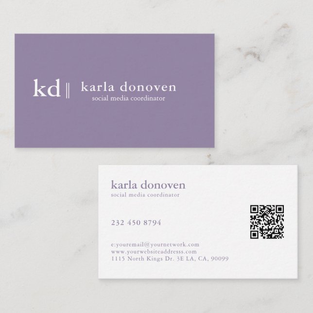 Elegant Professional Monogram Minimalistic Design Business Card (Front/Back)