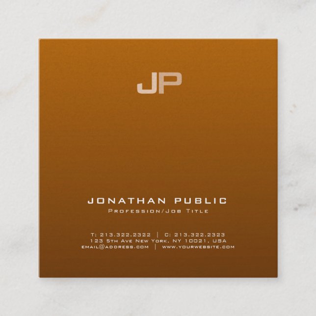 Elegant Professional Monogram Pearl Finish Luxury Square Business Card (Front)