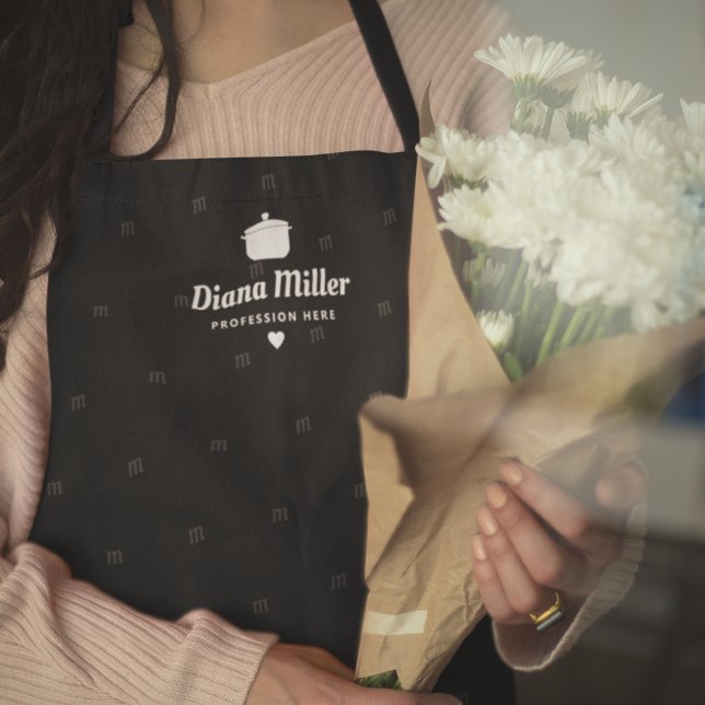 elegant professional name on black apron (Creator Uploaded)