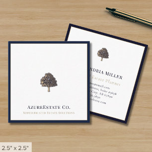 Elegant Professional Navy Blue Border Square Business Card