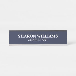Elegant Professional Navy Blue Minimalist Desk Name Plate