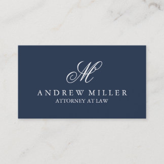 Elegant Professional Navy Monogram Business Card