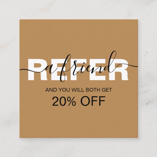 Elegant Professional Orange Terracotta Boho  Refer Referral Card (Front)