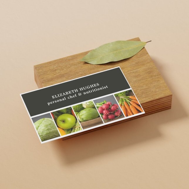 Elegant Professional Photos Vegetables Chef Business Card (Creator Uploaded)