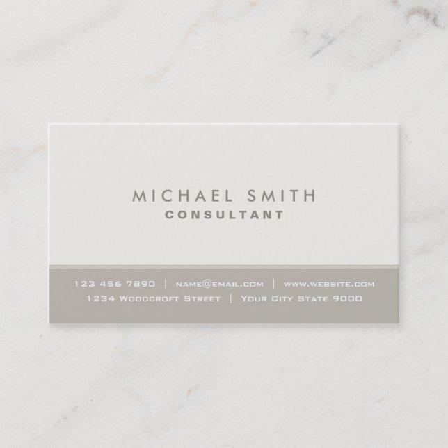 Elegant Professional Plain Beige Modern Simple Business Card (Front)