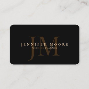 Elegant Professional Plain Black Gold Monogram Business Card