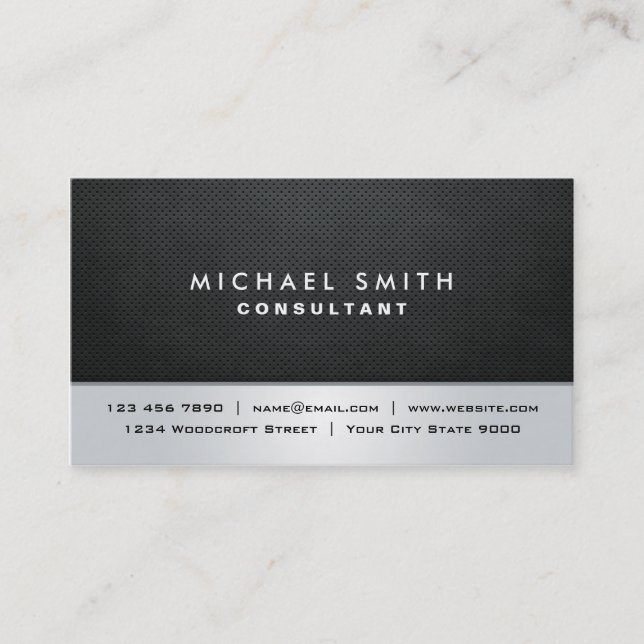 Elegant Professional Plain Black Silver Modern Business Card (Front)
