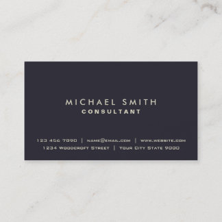 Elegant Professional Plain Modern Gold on Blue Business Card