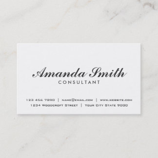 Elegant Professional Plain Modern White Simple Business Card