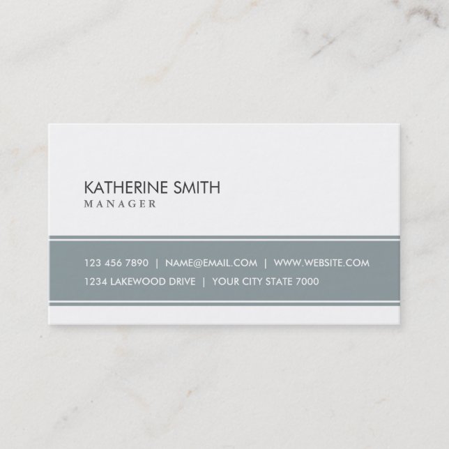 Elegant Professional Plain Simple Grey and White Business Card (Front)