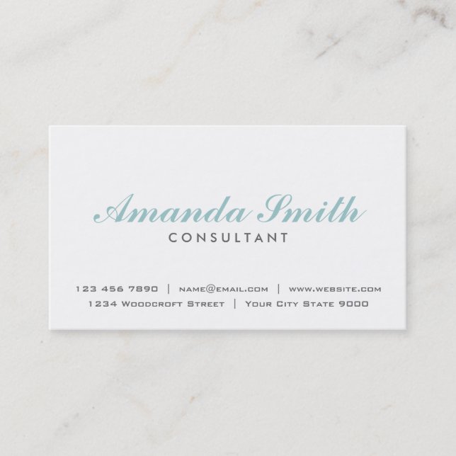 Elegant Professional Plain White Makeup Artist Business Card (Front)