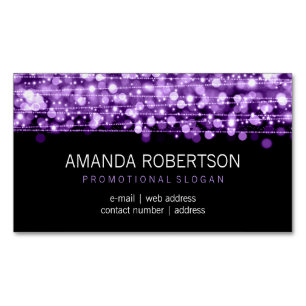 Elegant Professional Purple Lights & Sparkles Magnetic Business Card