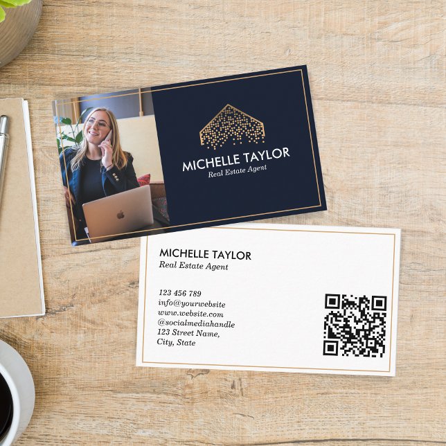 Elegant Professional Real Estate Realtor Photo QR Business Card (Creator Uploaded)