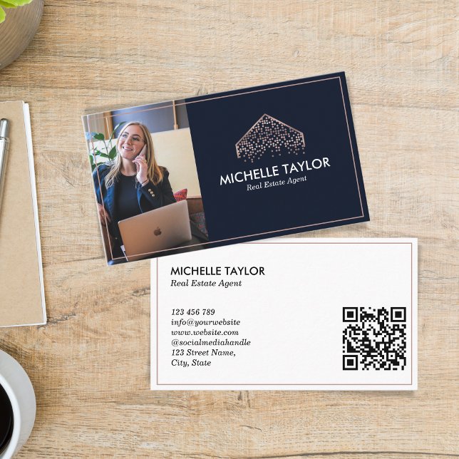 Elegant Professional Real Estate Realtor Photo QR Business Card (Creator Uploaded)