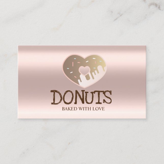 Elegant Professional,Rose Gold,Doughnuts,Bakery Business Card (Front)