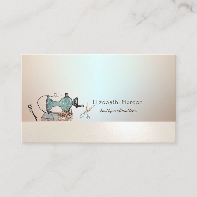 Elegant Professional Sewing Machine Scissors Business Card (Front)