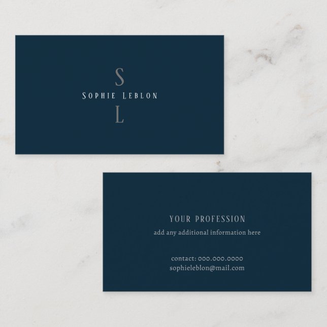 Elegant Professional Simple Minimalist Monogram Calling Card (Front/Back)