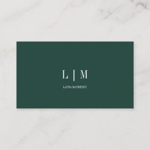 Elegant Professional Simple Monogram Emerald Business Card