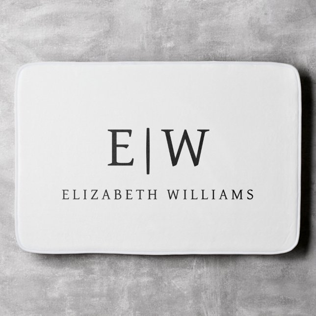 Elegant Professional Simple Monogram Minimalist Bath Mat (Creator Uploaded)