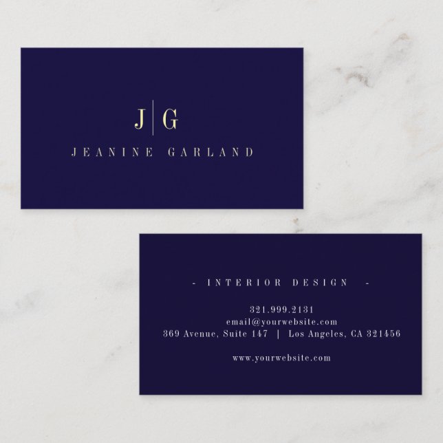 Elegant Professional Simple Monogram Minimalist  Business Card (Front/Back)