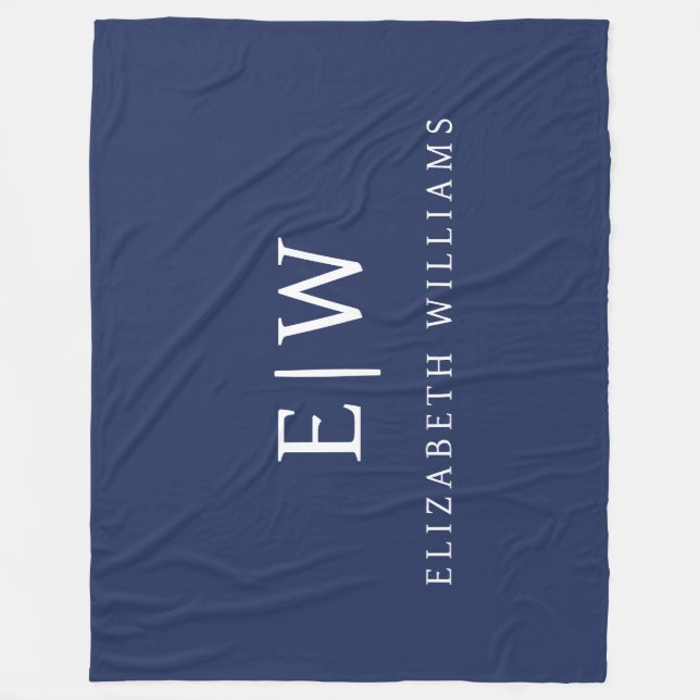 Elegant Professional Simple Monogram Minimalist Fleece Blanket (Front)
