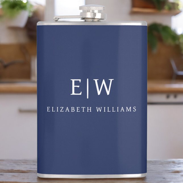 Elegant Professional Simple Monogram Minimalist Hip Flask (Creator Uploaded)