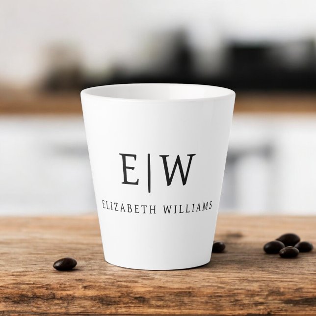 Elegant Professional Simple Monogram Minimalist Latte Mug (Creator Uploaded)