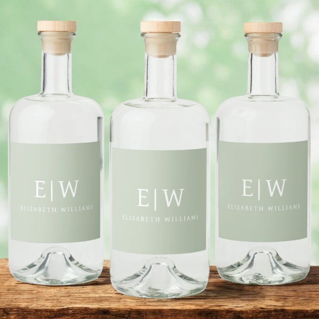 Elegant Professional Simple Monogram Minimalist Liquor Bottle Label (Creator Uploaded)