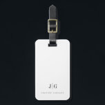 Elegant Professional Simple Monogram Minimalist Luggage Tag<br><div class="desc">Modern elegant luggage tag with your monogram in an upscale typography layout. Professional and simple customisation.</div>