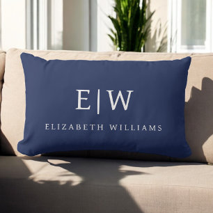 Elegant Professional Simple Monogram Minimalist Lumbar Cushion