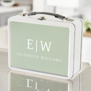 Elegant Professional Simple Monogram Minimalist Metal Lunch Box